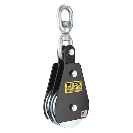 Double Pulley Block, Synthetic or Wire Rope, 7/32 in Max Cable Size, 1, 000 lb Max Load MPN:TTDSB-1000SE