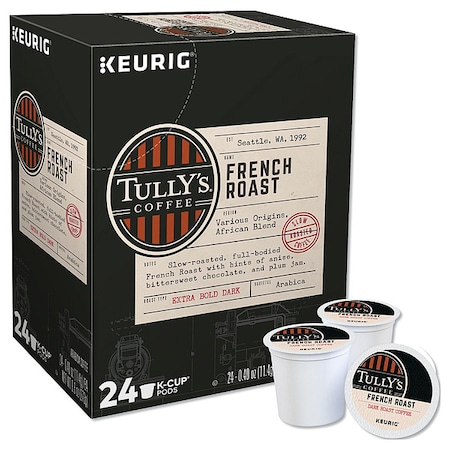 Coffee, French Roast Decaf, Pod, Decaffeinated, Ground, 9.6 oz, 24 PK MPN:192419