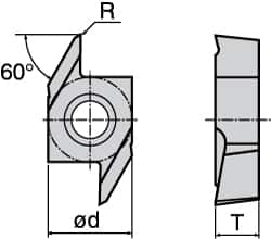 Turning Insert: J10ER010BF J740, Carbide MPN:6804823