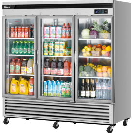 Turbo Air Glass Door Refrigerator 3 Sections 72 Cu. Ft. Steel TSR-72GSD-N