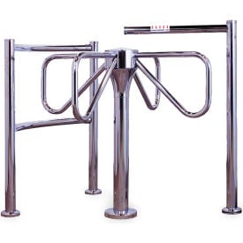 4-Arm Turnstile w/ Posts and Rails Clockwise Direction - Mirror Chrome 1000-M-CW