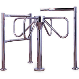 4-Arm Turnstile w/ Posts and Rails Counter Clockwise Direction - Satin Chrome 1000-S-CCW