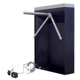 3-Arm Electric Turnstile Right Handed w/ Free Exit - Black Cabinet 1102E-BL-FE