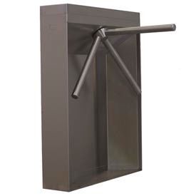 3-Arm Electric Turnstile Right Handed w/ Free Exit - Stainless Steel Cabinet 1102E-SS-FE