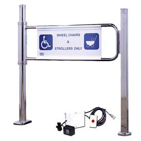 Magnetically Locking Swing Gate w/ Left Handed Handicap - Satin Chrome 2041-S-ML