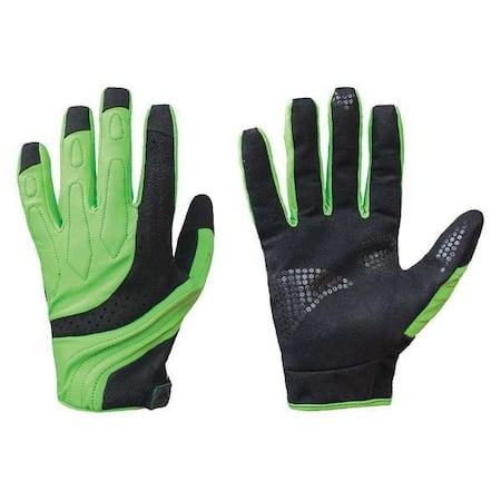 Hi-Vis Mechanics Gloves, Synthetic Suede Palm, 2XL, High Visibility Black/Green MPN:CPM-33A