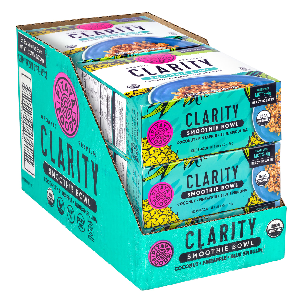 Pitaya Foods Organic Smoothie Bowls, Clarity, 6 Oz, Carton Of 6 Bowls MPN:10853687004703