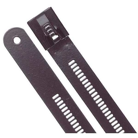 Cable Tie, 12 in L, 4 in Max Bundle Dia., Black, 316 Stainless Steel, 250 lb Strength, 100 PK MPN:TYS12-280C
