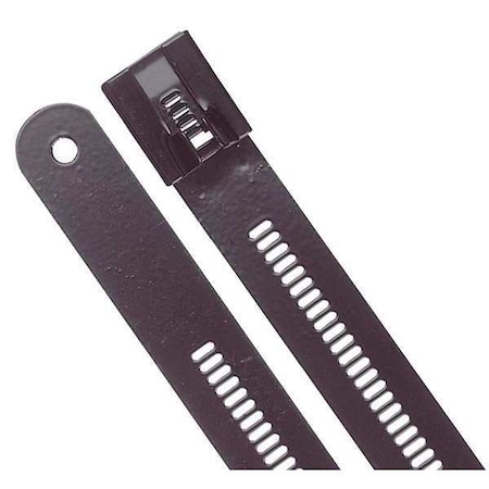 Cable Tie, 12 in L, 4 in Max Bundle Dia., Black, 316 Stainless Steel, 250 lb Strength, 10 PK MPN:TYS12-470C-10