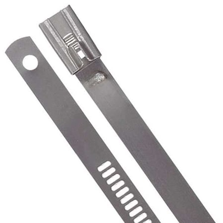 Cable Tie, 24 in L, 7-1/2 in Max Bundle Dia., Silver, 316 Stainless Steel, 250 lb Strength, 100 PK MPN:TYS24-280