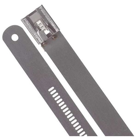 Cable Tie, 24 in L, 7-1/2 in Max Bundle Dia., Silver, 316 Stainless Steel, 250 lb Strength, 100 PK MPN:TYS24-470
