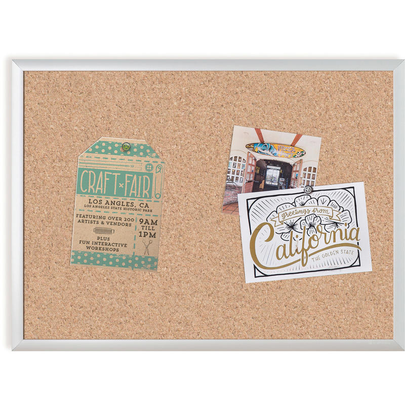 U Brands Cork Bulletin Board, 24in X 18in, Silver Aluminum Frame, Actual Size 23in X 17in (020U00-01) MPN:020U00-01