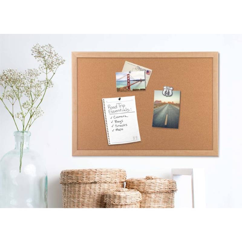 U Brands Cork Bulletin Board, 36in X 24in, Birch Wood Frame, Actual Size 35in X 23in (266U00-01) MPN:266U00-01
