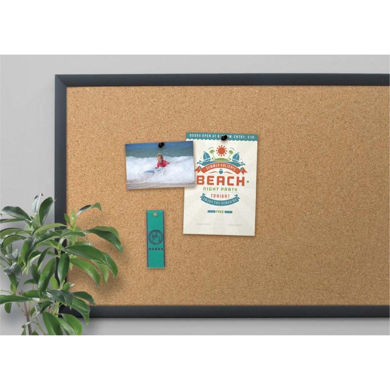 U Brands Cork Bulletin Board, 48in X 36in, Black Wood Frame, Actual Size 47in X 35in (2876U00-01) MPN:2876U00-01