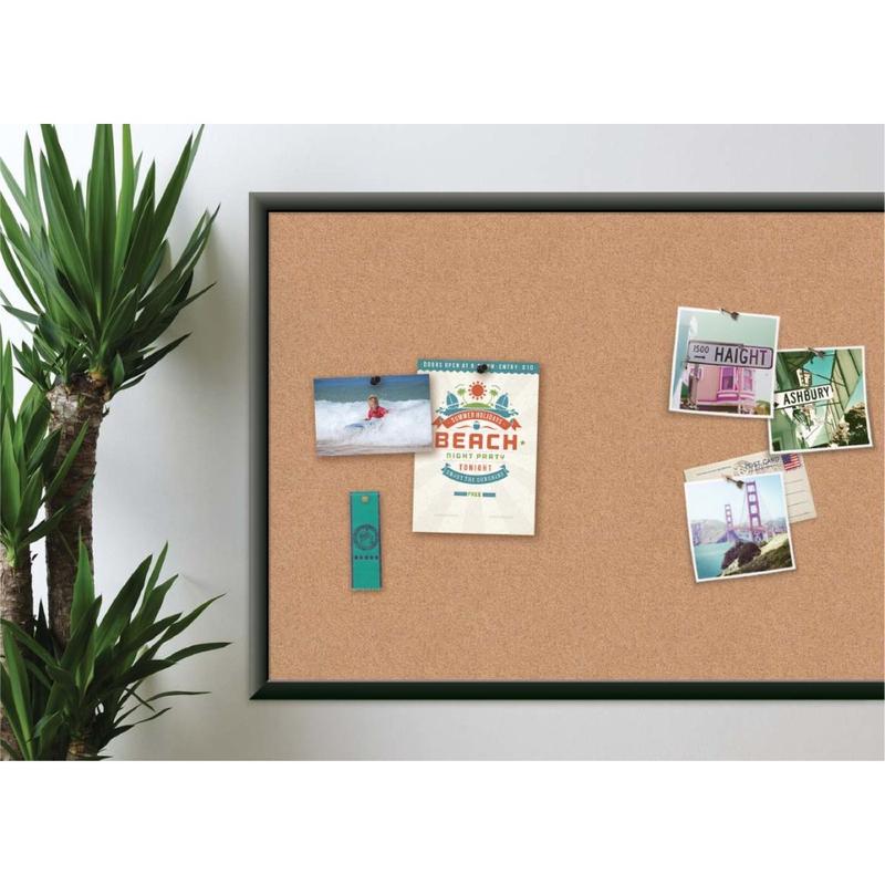 U Brands Cork Bulletin Board, 24in X 18in, Black Aluminum Frame, Actual Size 23in X 17in (2879U00-01) MPN:2879U00-01