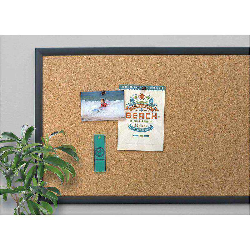 U Brands Cork Bulletin Board, 36in X 24in, Black Wood Frame, Actual Size 35in X 23in (301U00-01) MPN:301U00-01