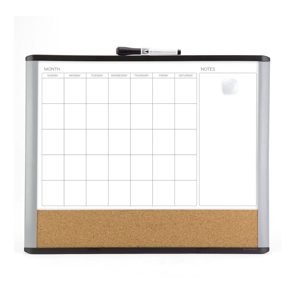 U Brands 3N1 Magnetic Mod Dry-Erase Board, 20in X 16in, Black and Gray Frame (388U00-01) MPN:388U00-01