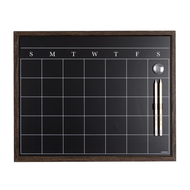 U Brands Magnetic Chalk Calendar Board, 16 x 20, Rustic Wood Frame (Min Order Qty 5) MPN:3216U00-04