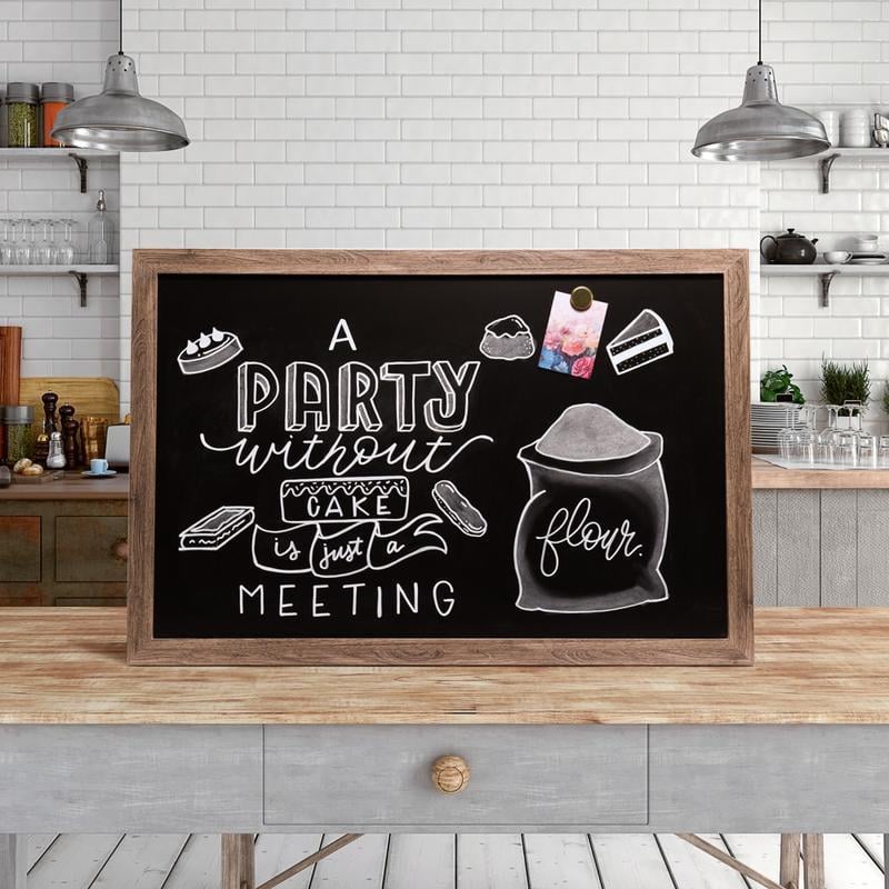 U Brands Magnetic Chalkboard, 36in X 24in, Decor Rustic Frame, Actual Size 35in X 23in (4549U00-01) MPN:4549U00-01