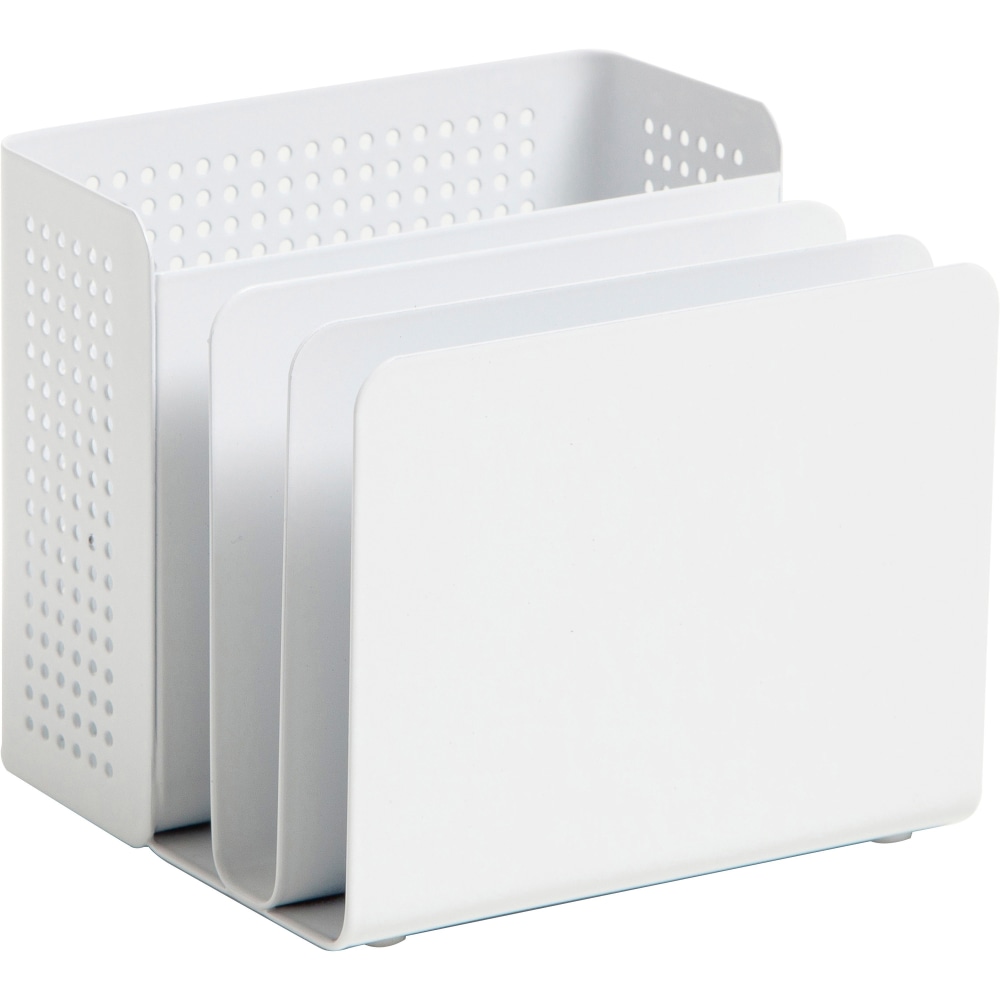 U Brands Modern Perforated Metal Sorter Cup, 3.90inH x 4.40inW x 4.30inD, Durable, White, Metal MPN:5990U0106