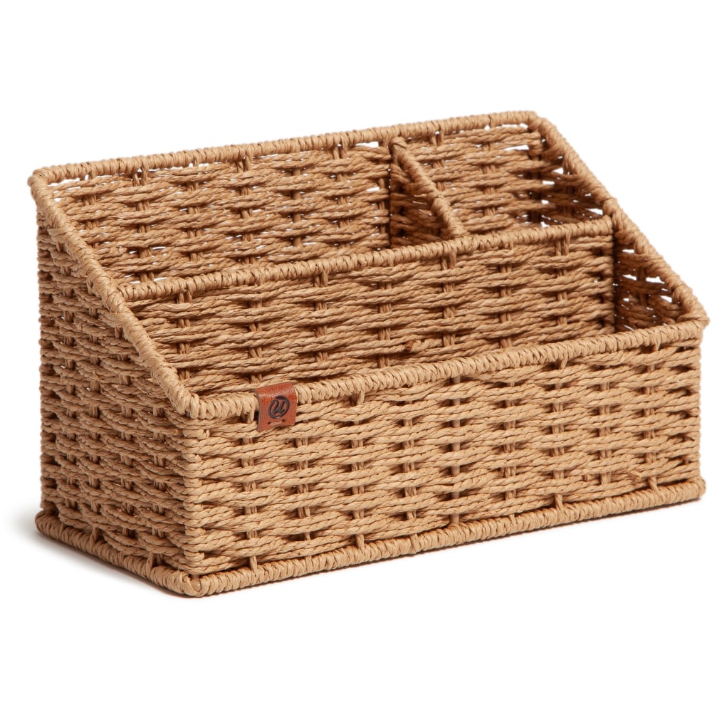U Brands Woven All-in-1 Desk Organizer, 3 Compartment(s), 5.70inH x 10.20inW x 4.90inD, Sturdy, Brown MPN:6086U0104