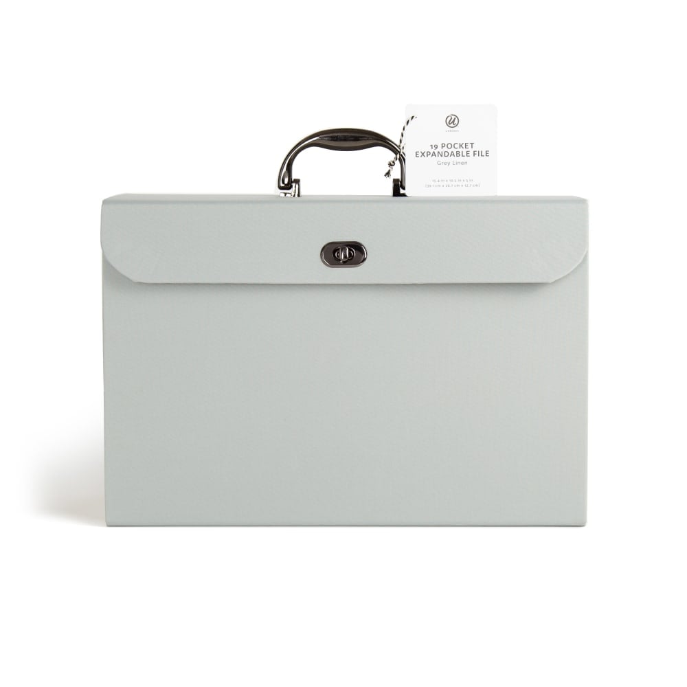 U Brands Linen 19-Pocket Expandable Accordion File Folder, Letter (8-1/2in x 11in), Gray MPN:3427U02-06