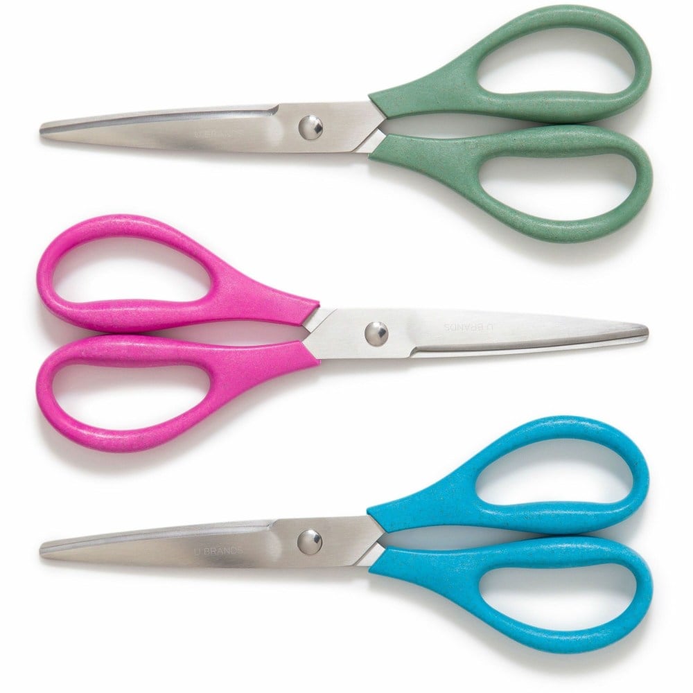U Brands U-Eco Scissors, 3in, Rounded, Assorted Colors, Pack Of 3 MPN:6607U01-24