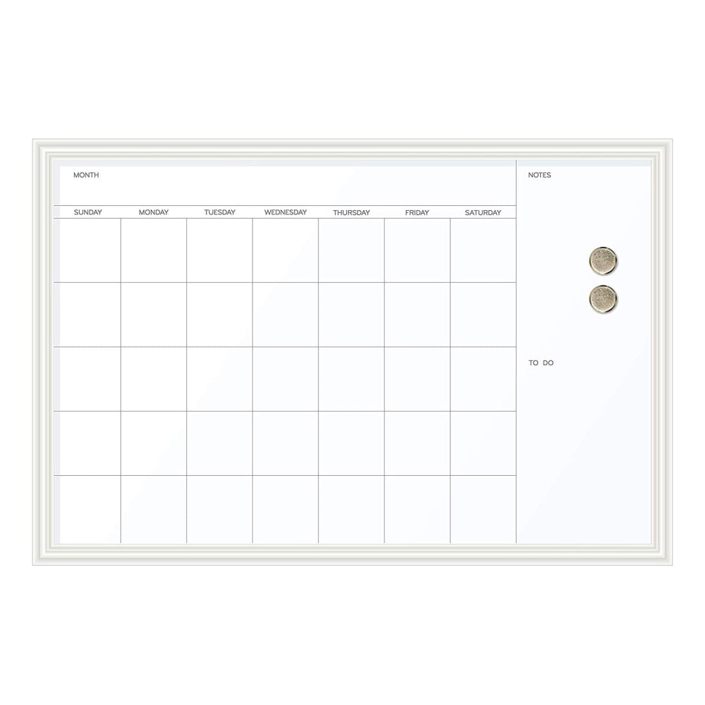 U Brands Magnetic Dry-Erase Monthly Calendar, 30in X 20in, White Decor Frame (2075U00-01) MPN:2075U00-01