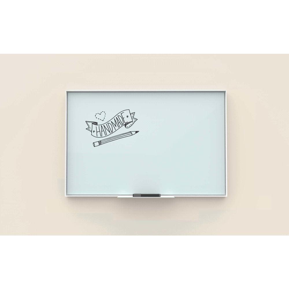 U Brands Non-Magnetic Glass Dry Erase Board, 47in X 35in, Frosted White Surface, Aluminum Frame with White Finish MPN:2826U00-01