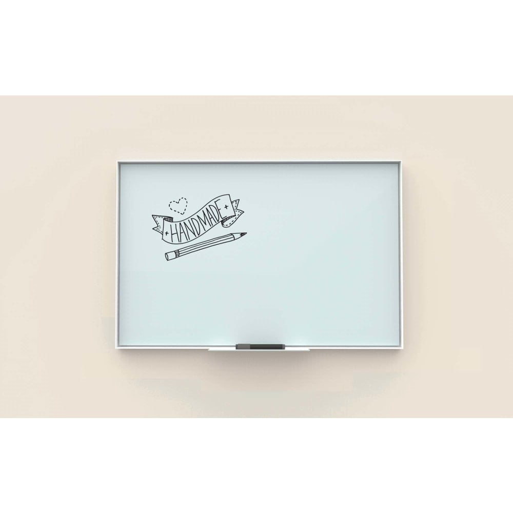 U Brands Non-Magnetic Glass Dry Erase Board, 70in X 47in, Frosted White Surface, Aluminum Frame with White Finish MPN:2827U00-01