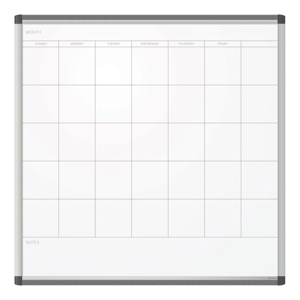 U Brands PINIT Magnetic Dry-Erase Monthly Calendar Board, 36in X 36in, Silver Aluminum Frame, Actual Size 35in X 35in (2902U00-01) MPN:2902U00-01