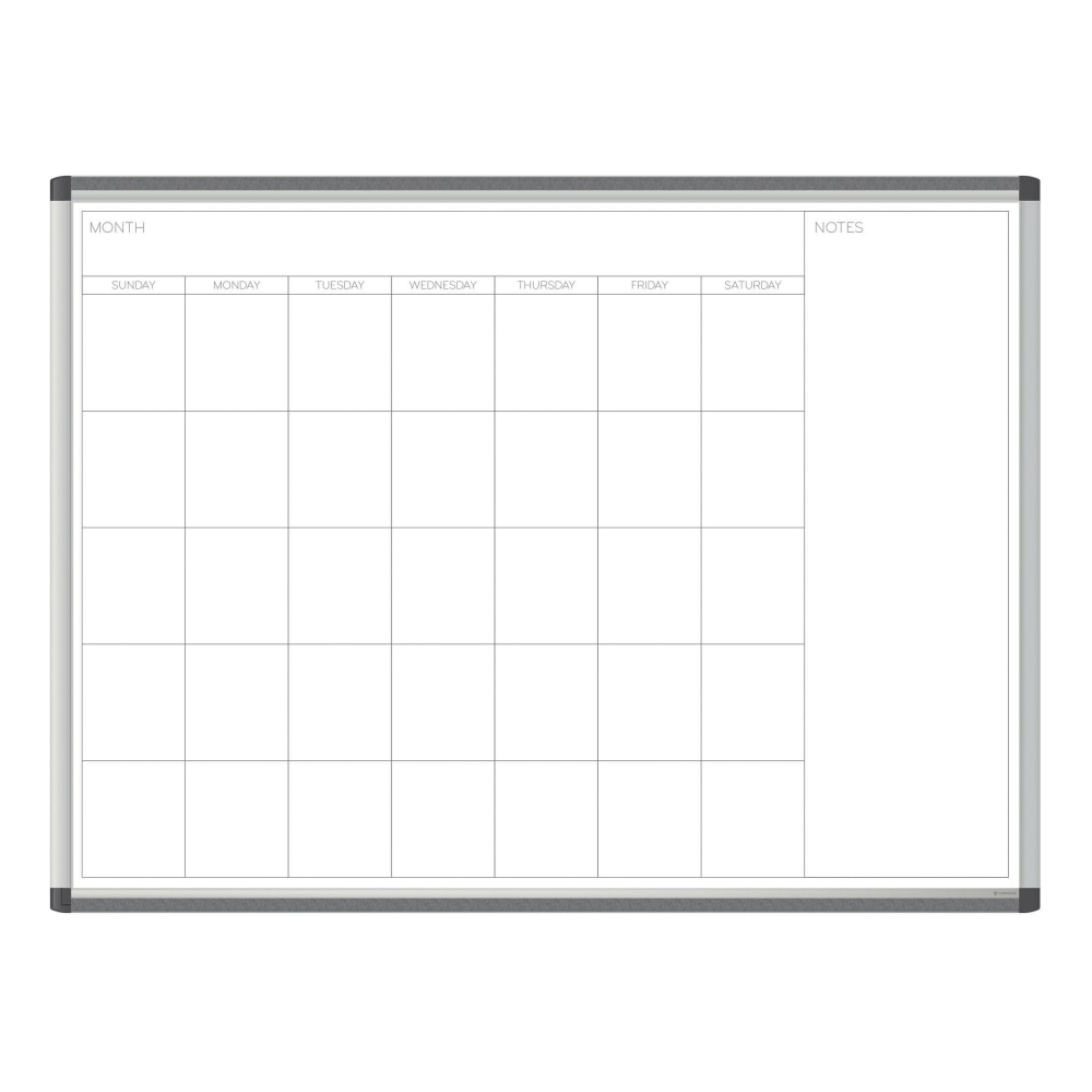 U Brands PINIT Magnetic Dry-Erase Monthly Calendar Board, 48in X 36in, Silver Aluminum Frame, Actual Size 47in X 35in (2903U00-01) MPN:2903U00-01