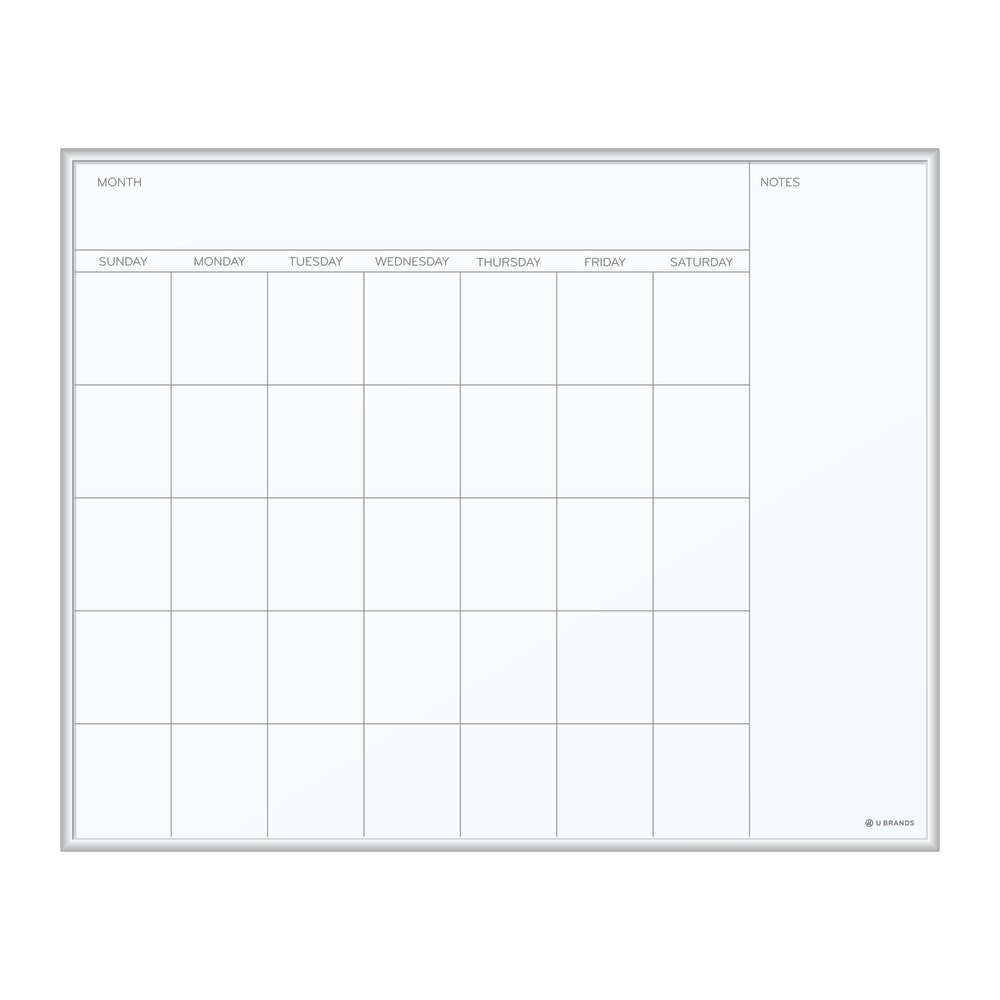 U Brands Magnetic Dry-Erase Monthly Calendar Board, 20in X 16in, Silver Aluminum Frame (361U00-01) MPN:361U00-01