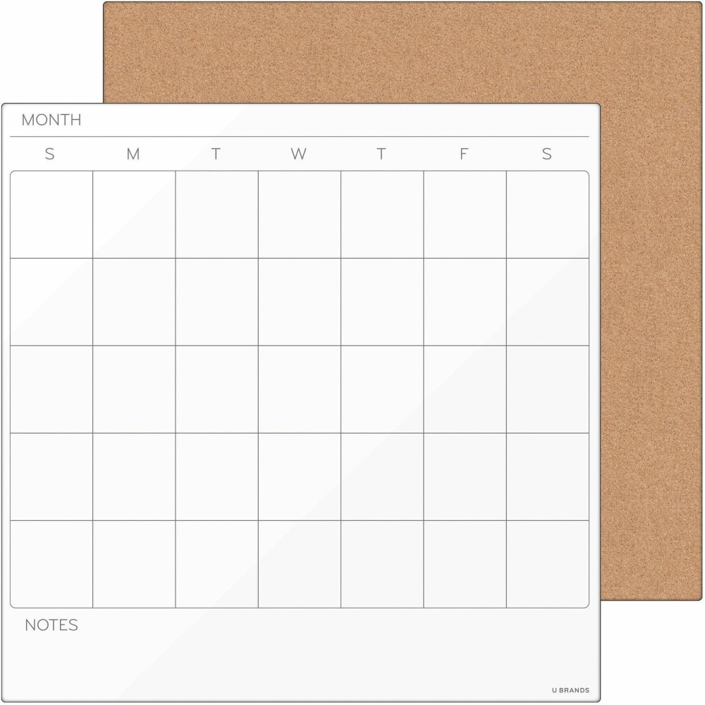 U Brands Tile Board Value Pack Frameless Dry-Erase Calendar & Corkboard - 1 Pack MPN:3889U0001