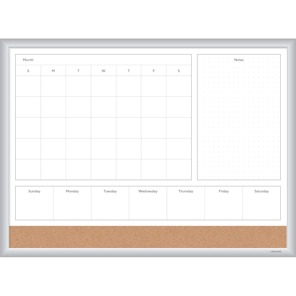 U Brands 4N1 Magnetic Dry-Erase Combo, 24in X 18in, Silver Aluminum Frame, Actual Size 23in X 17in (3890U00-01) MPN:3890U00-01