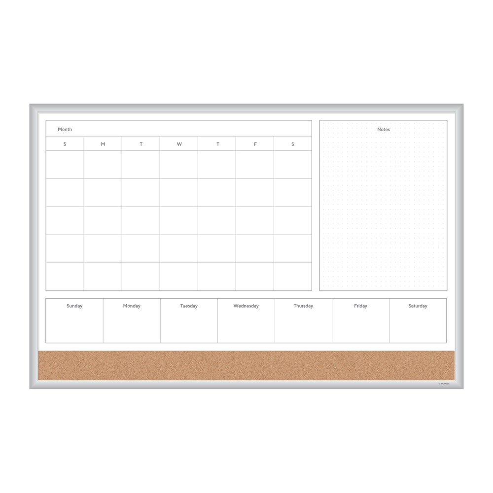 U Brands 4N1 Magnetic Dry-Erase Combo Board, 36in X 24in, Silver Alumimum Frame, Actual Size 35in X 23in (3891U00-01) MPN:3891U00-01