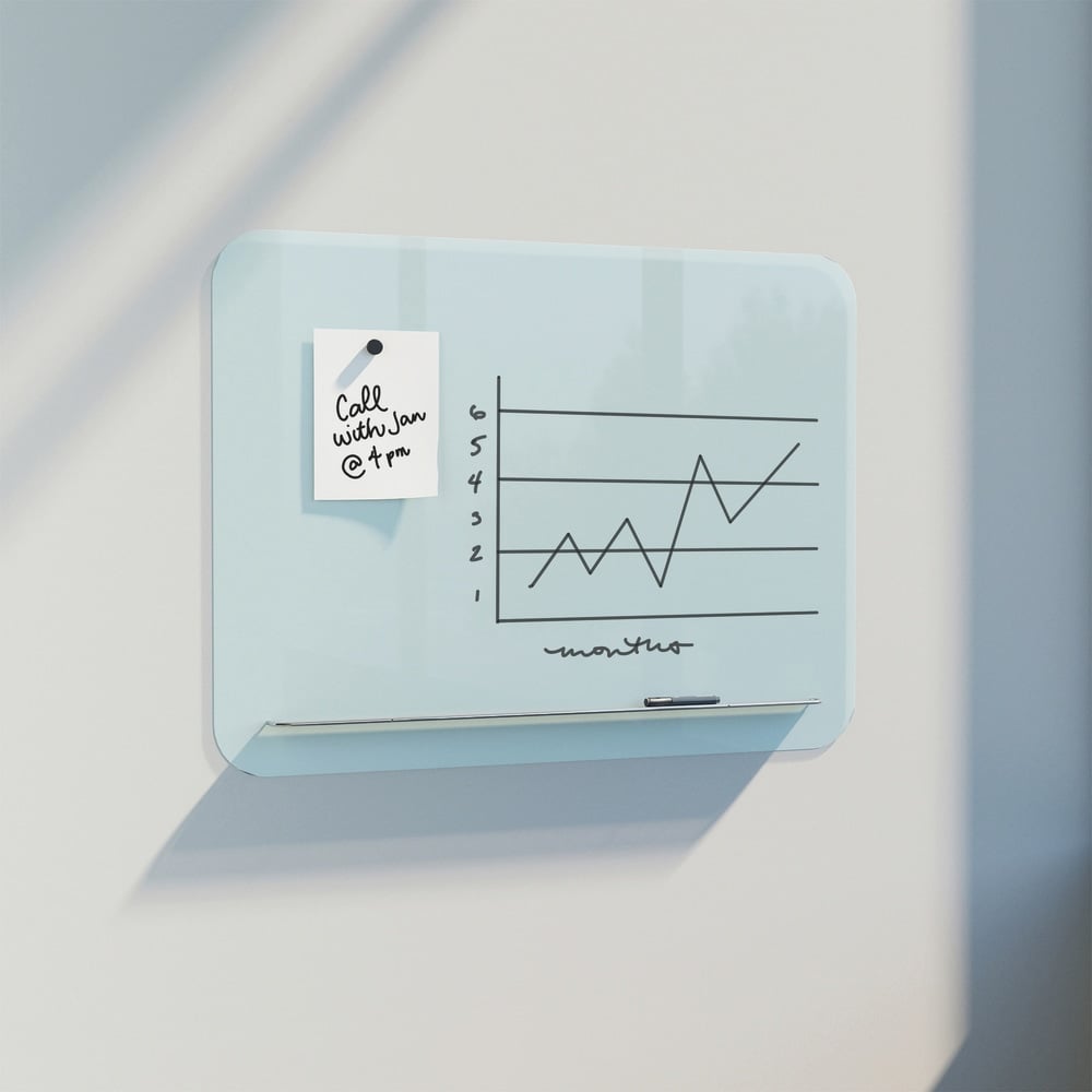 U Brands Magnetic Glass Dry-Erase Board, 48in X 36in, Frameless, Actual Size 47in X 35in (4849U00-01) MPN:4849U00-01