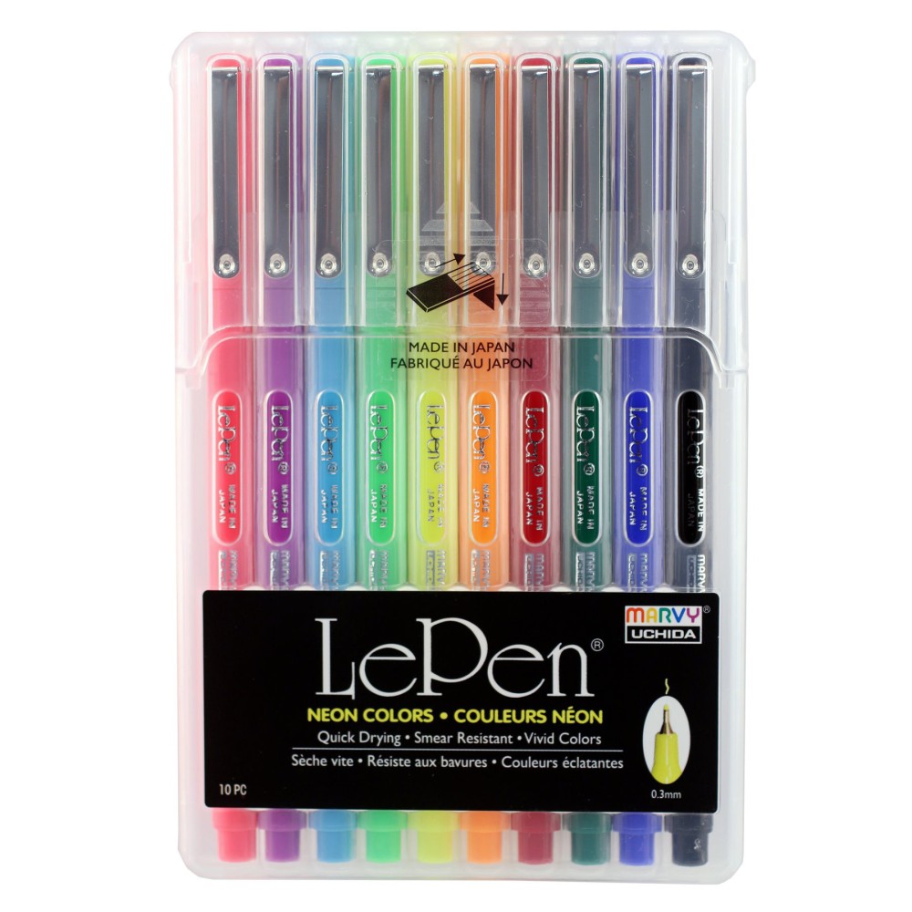 Marvy Uchida LePen Micro-Fine Point Pen, Neon, 10 Colors MPN:UCH430010F