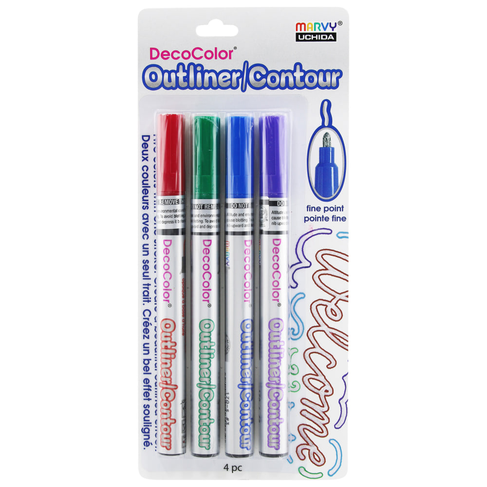 Marvy Uchida DecoColor Outliner Oil-Based Fine Point Marker, Pack Of 4 MPN:UCH1704A