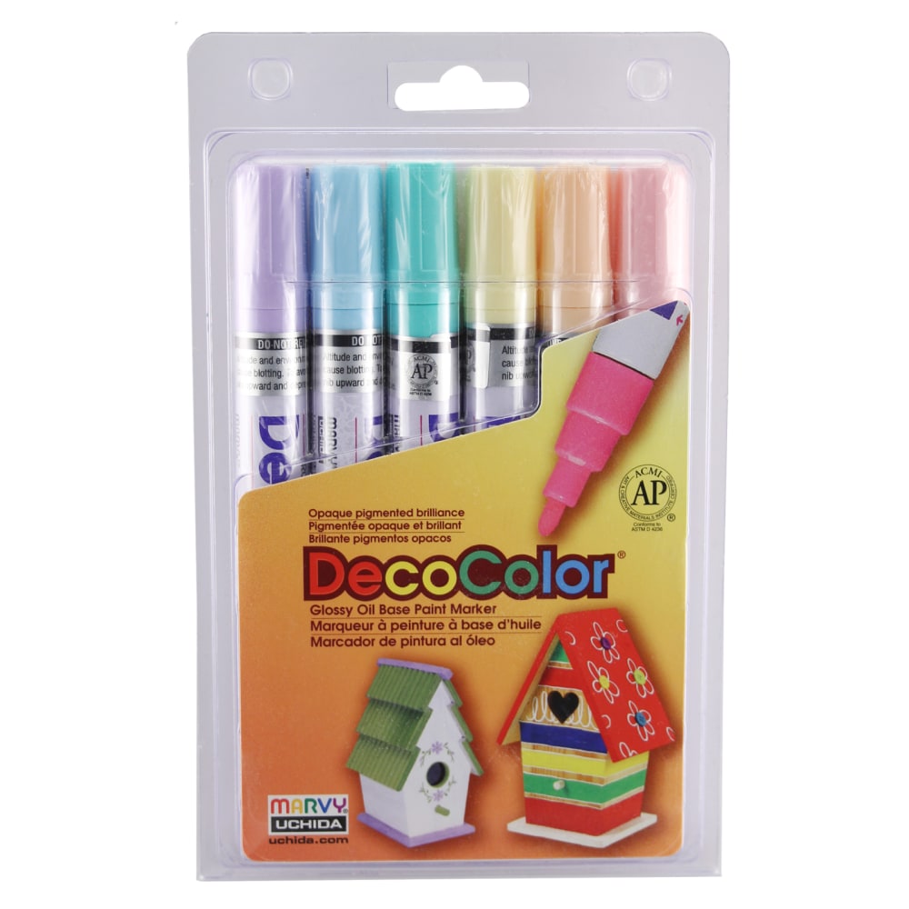 Marvy Uchida DecoColor Paint Markers, Set Of 6 Markers, Broad Tip, Set B, Assorted Colors MPN:UCH3006B