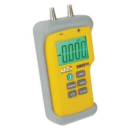 NIST Certified Hi-Resolution Differential Manometer w/ Backlit LCD, Digital, 9V, 2.16 psi MPN:EM201B-N