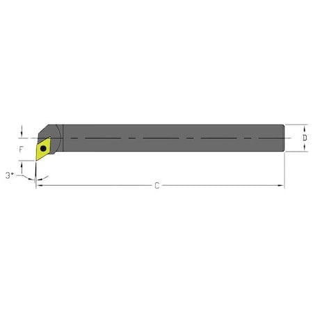 Indexable Boring Bar, D12S SDUCR3, 10 in L, High Speed Steel, 55 Degrees Diamond Insert Shape MPN:910-000-051