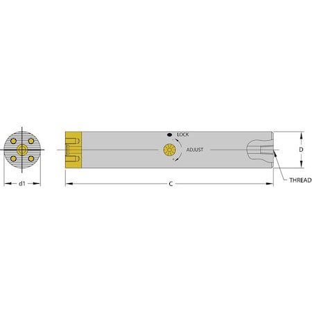 Indexable Boring Bar, SCFT B1000-10, 10 in L, Steel MPN:910-000-052