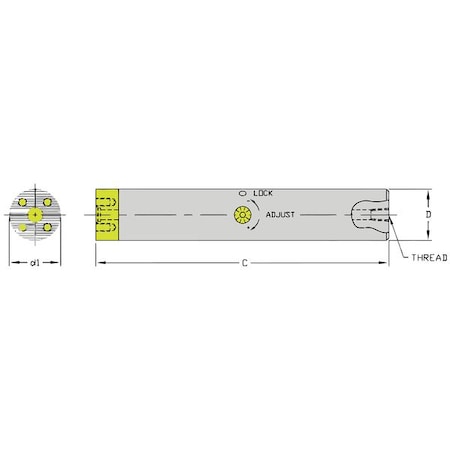Indexable Boring Bar, SCFT B40MM-680, 680.00mm L, Carbide, Steel MPN:910-000-086