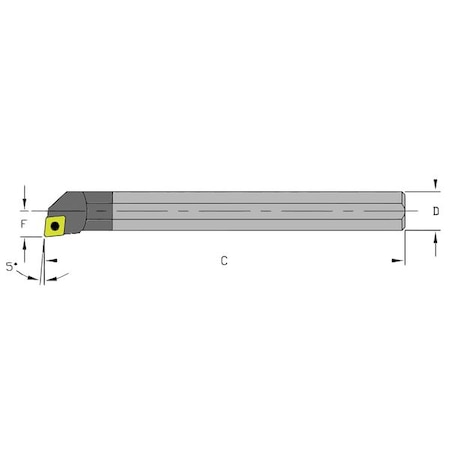 Indexable Boring Bar, E08J SCLPL2, 4-1/2 in L, Carbide, 80 Degrees Diamond Insert Shape MPN:920-000-184