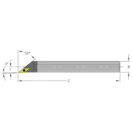 Indexable Boring Bar, E08R SVJBR2, 8 in L, Carbide, 35 Degrees Diamond Insert Shape MPN:920-000-243