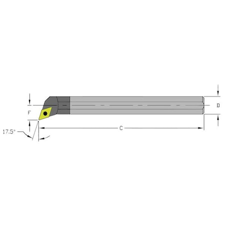 Indexable Boring Bar, E10S SDQCR2, 10 in L, Carbide, 55 Degrees Diamond Insert Shape MPN:920-000-283