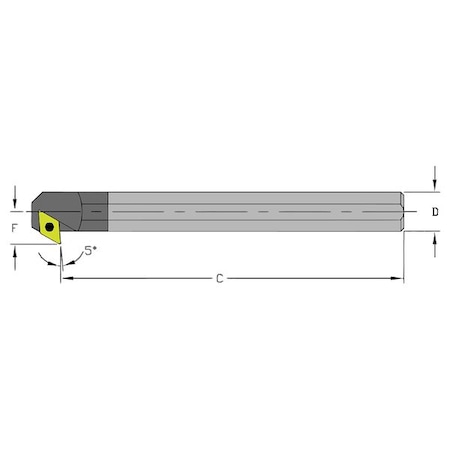 Indexable Boring Bar, E12Q SDXCL3, 7 in L, Carbide, 55 Degrees Diamond Insert Shape MPN:920-000-314