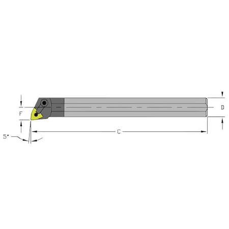 Indexable Boring Bar, E16R MWLNR4, 8 in L, Carbide, Trigon Insert Shape MPN:920-000-361