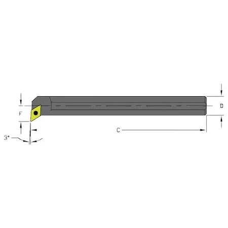 Indexable Boring Bar, A08M SDUCL2, 6 in L, High Speed Steel, 55 Degrees Diamond Insert Shape MPN:957-000-059